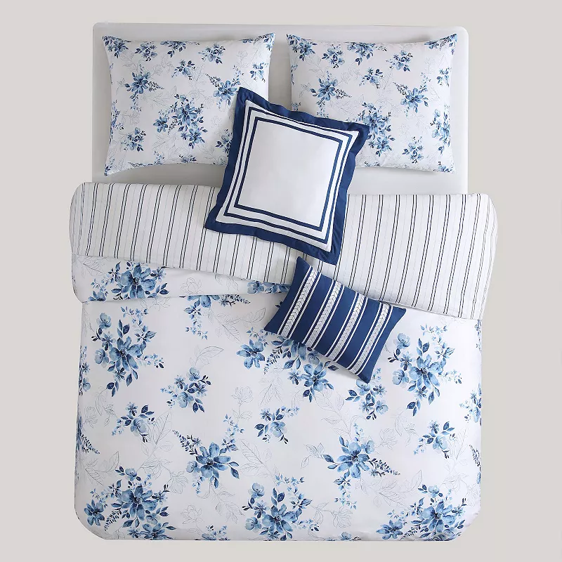 Bebejan Blue Art 100% Cotton 5-piece Reversible Comforter Set