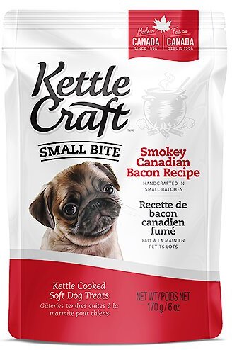 Kettle Craft Small Bite Smokey Canadian Bacon Recipe Dog Treats， 6-oz bag