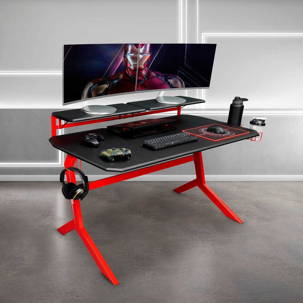 Dual Monitor Accommodating Desk with Elevated and Removable Stable Dual Shelves