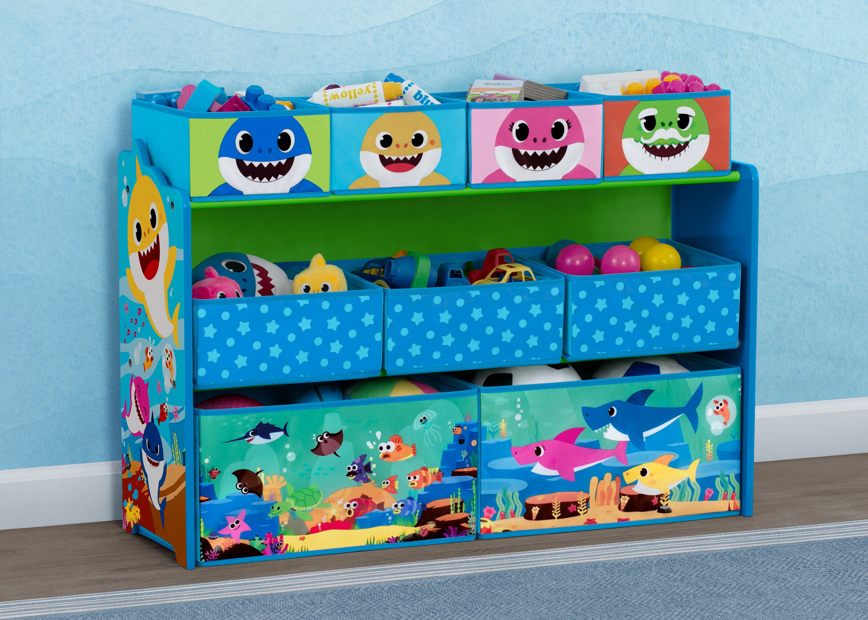 Baby Shark Deluxe 9 Bin Design and Store Toy Organizer by Delta Children