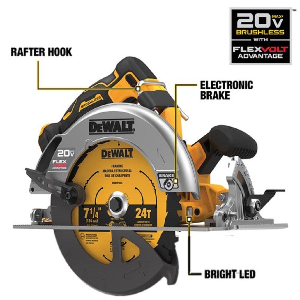 DEWALT DCS573B 20V MAX Cordless Brushless 7-1/4 in. Circular Saw with FLEXVOLT ADVANTAGE (Tool Only)