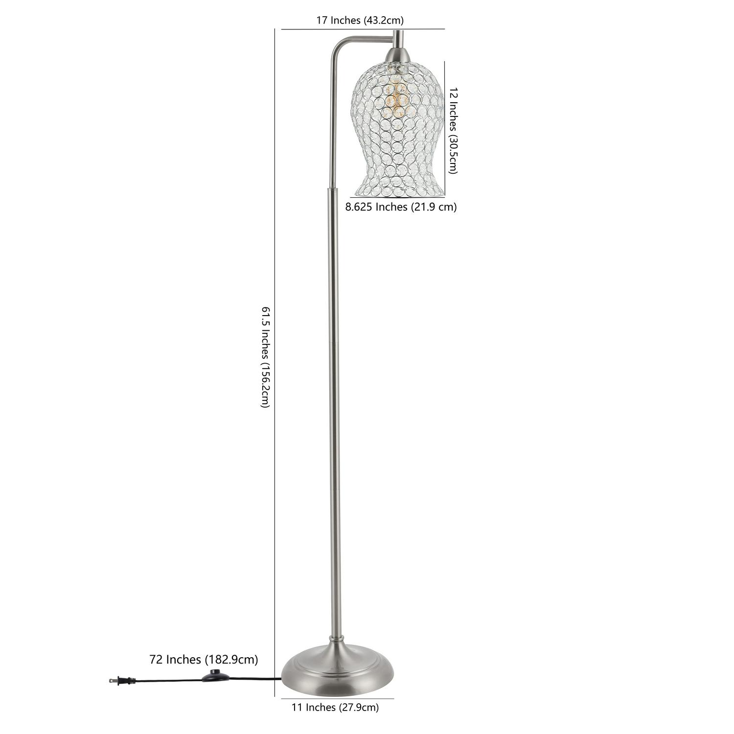 Safavieh Izzy Glam 61.5 in 1-Light Task Floor Lamp， Silver