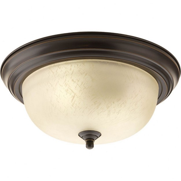 Progress Lighting Melon 2 light Flush Mount Brushed Nickel Alabaster Glass Shade