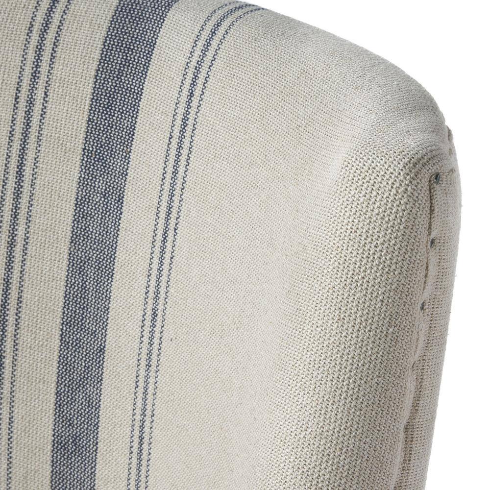 Noble House Harman Blue Stripe on Beige Linen Dining Chair (Set of 2) 5221