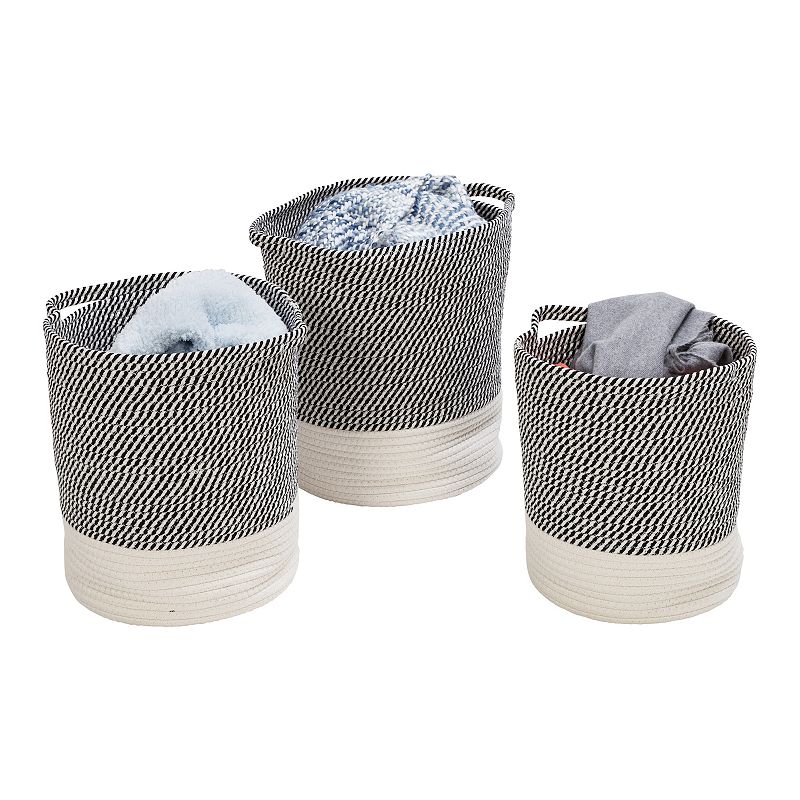 Honey-Can-Do Two-Tone Cotton Rope 3-Piece Storage Basket Set