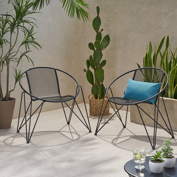 Outdoor Iron Frame Chairs with Mesh Design，Hairpin Legs