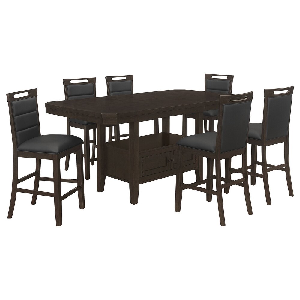 Coaster Furniture Prentiss Rectangular Counter Height Dining Set with Butterfly Leaf Cappuccino