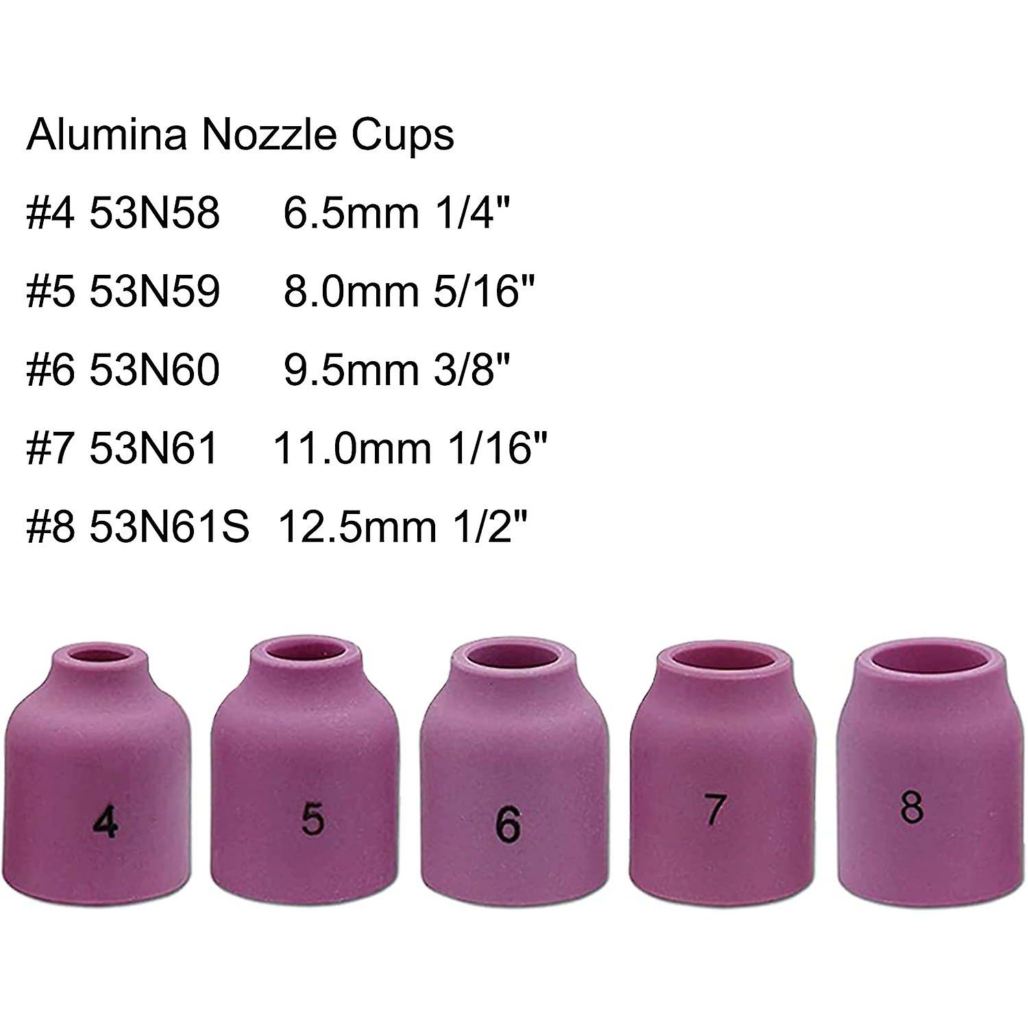 Dexusay 53pcs Tig Welding . Stubby Gas Lens #10 . Cup Kit Accessories For Db Sr Wp-17/18/26 Tig Welding Torch，with Cup+back Cup+nozzle+collet+collet B