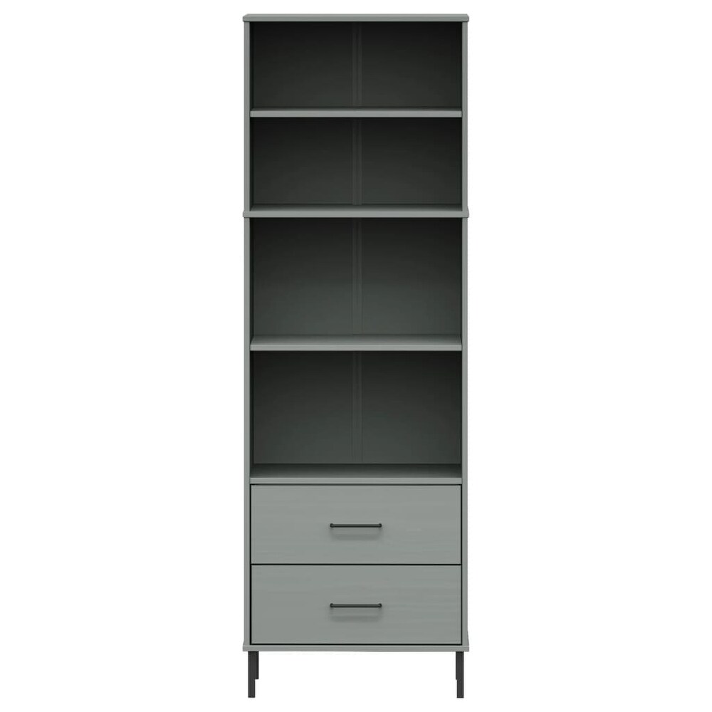 vidaXL Bookshelf Book Cabinet with 2 Drawers Storage Cabinet OSLO Solid Wood   23.6\