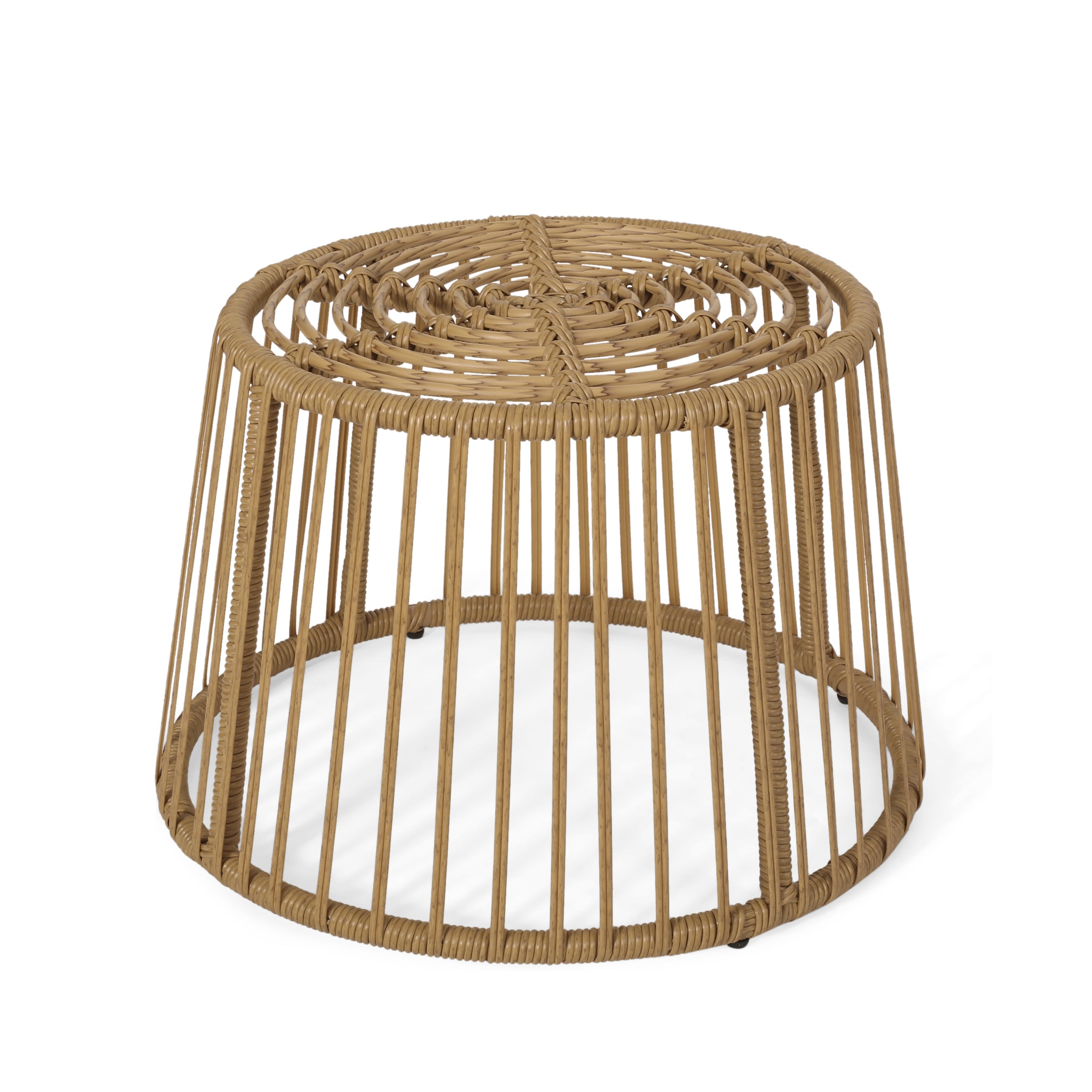 Apulia Outdoor Wicker Side Table, Light Brown