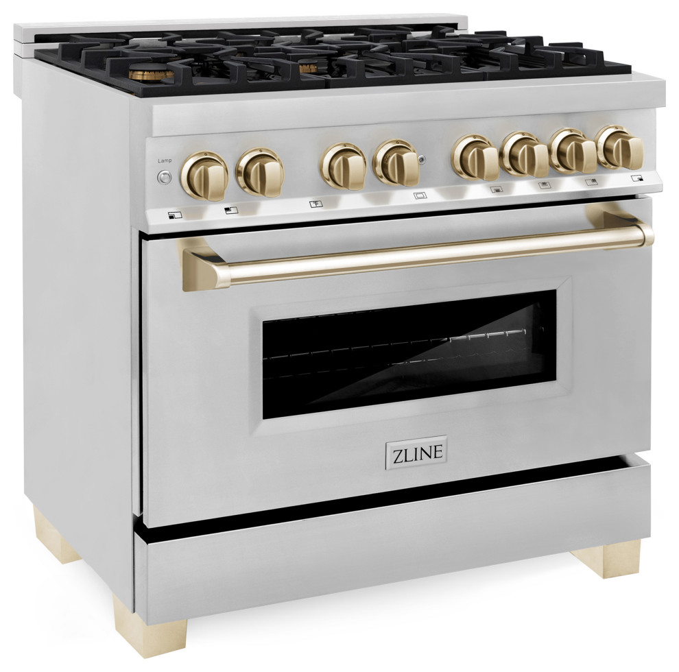 ZLINE Autograph 36 quot4.6 cu. ft. Dual Range  Stainless Steel   Gas Ranges And Electric Ranges   by Buildcom  Houzz