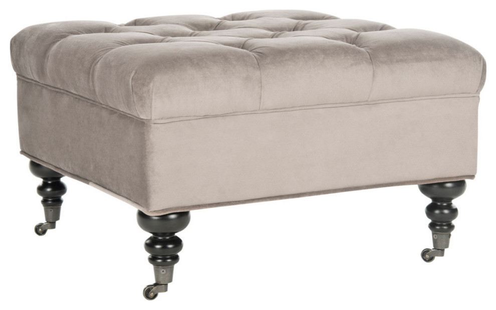 Lindie Tufted Ottoman  Mushroom Taupe   Traditional   Footstools And Ottomans   by Rustic Home Furniture Deco  Houzz