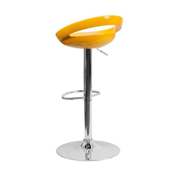 Contemporary Plastic Adjustable Height Bar Stool With Chrome Base