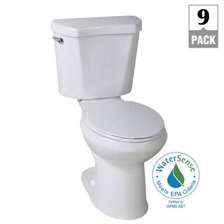 Glacier Bay 2-piece 1.28 GPF High Efficiency Single Flush Round Toilet in White Seat Included (9-Pack) N2428R