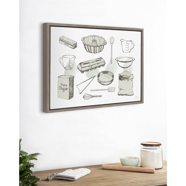 X 24 quot Sylvie Baking Ingredients By Statement Goods Framed Wall Canvas Gray Kate amp Laurel All Things Decor