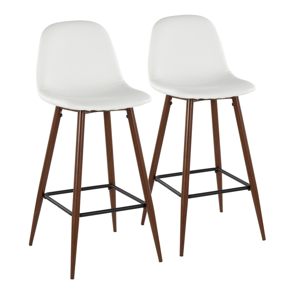 Lumisource Barstool in Walnut Metal and Light Grey Fabric  Set of 2   19\