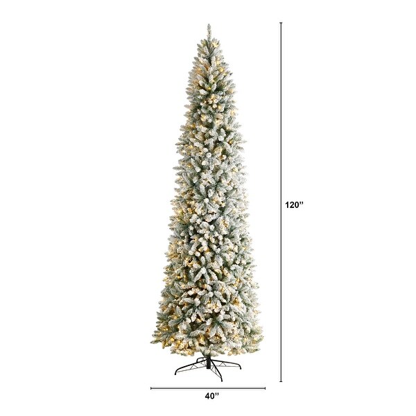 Slim Flocked 10foot Montreal Fir Prelit Christmas Tree