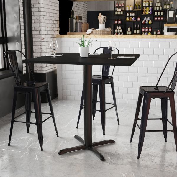 Stiles 42'' Square Black Laminate Table Top with 33'' x 33'' Bar Height Table Base