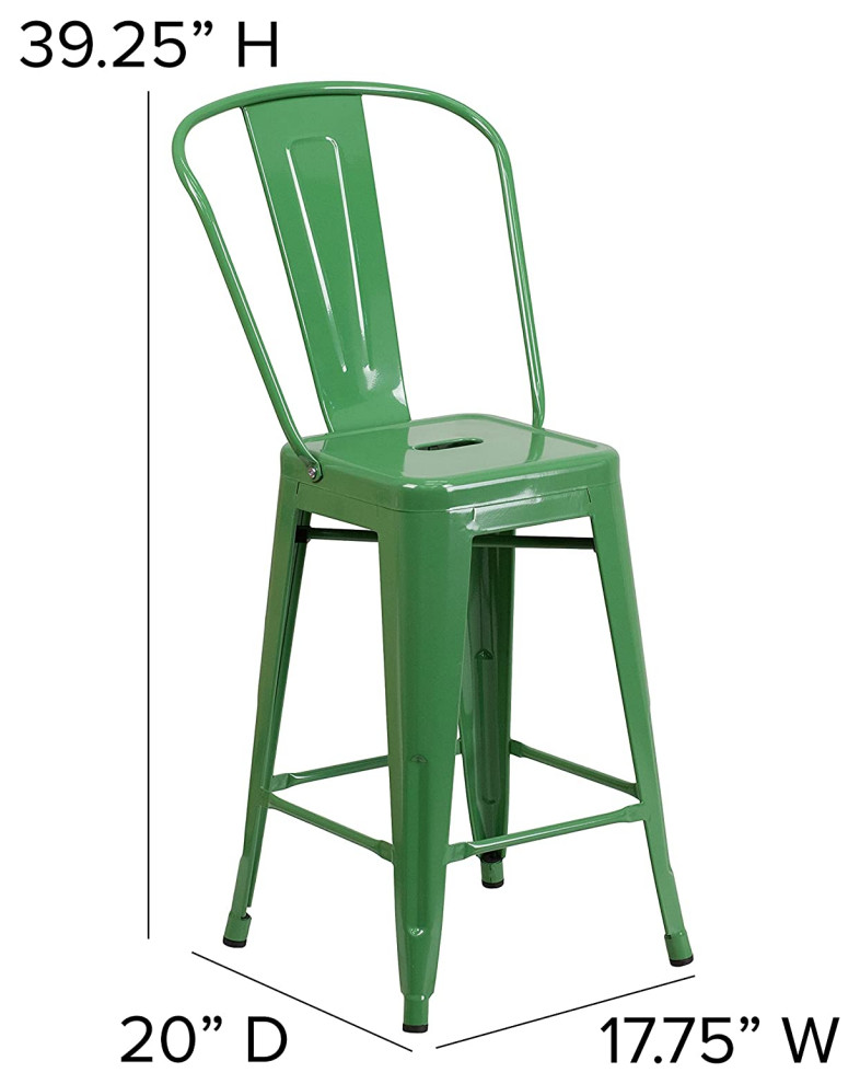 4 Pack Counter Stool  Stackable Design With Removable Back   Industrial   Outdoor Bar Stools And Counter Stools   by Decorn  Houzz