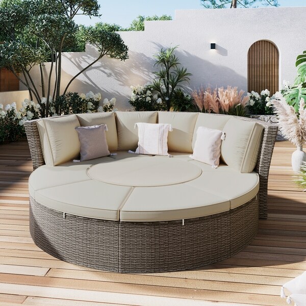 Nestfair 5Piece AllWeather PE Wicker Sectional Sofa Set with Cushions