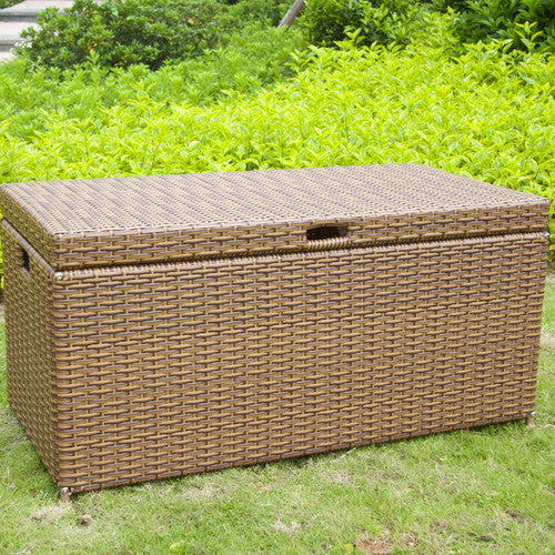 Jeco Inc. Outdoor 70 Gallon Wicker Deck Storage Box