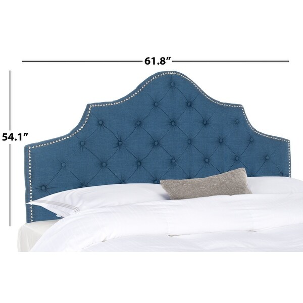 SAFAVIEH Arebelle Steel Blue Upholstered Tufted Headboard - Silver Nailhead (Queen) - - 12014909