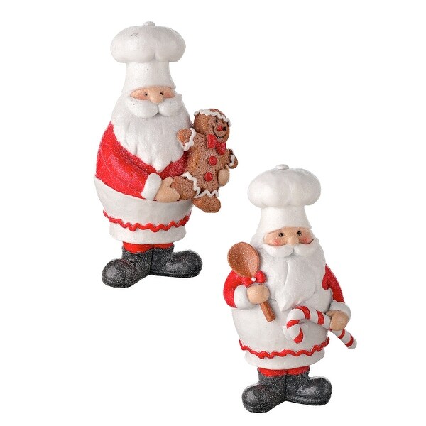 6 Resin Candy Maker Santa Set of 2