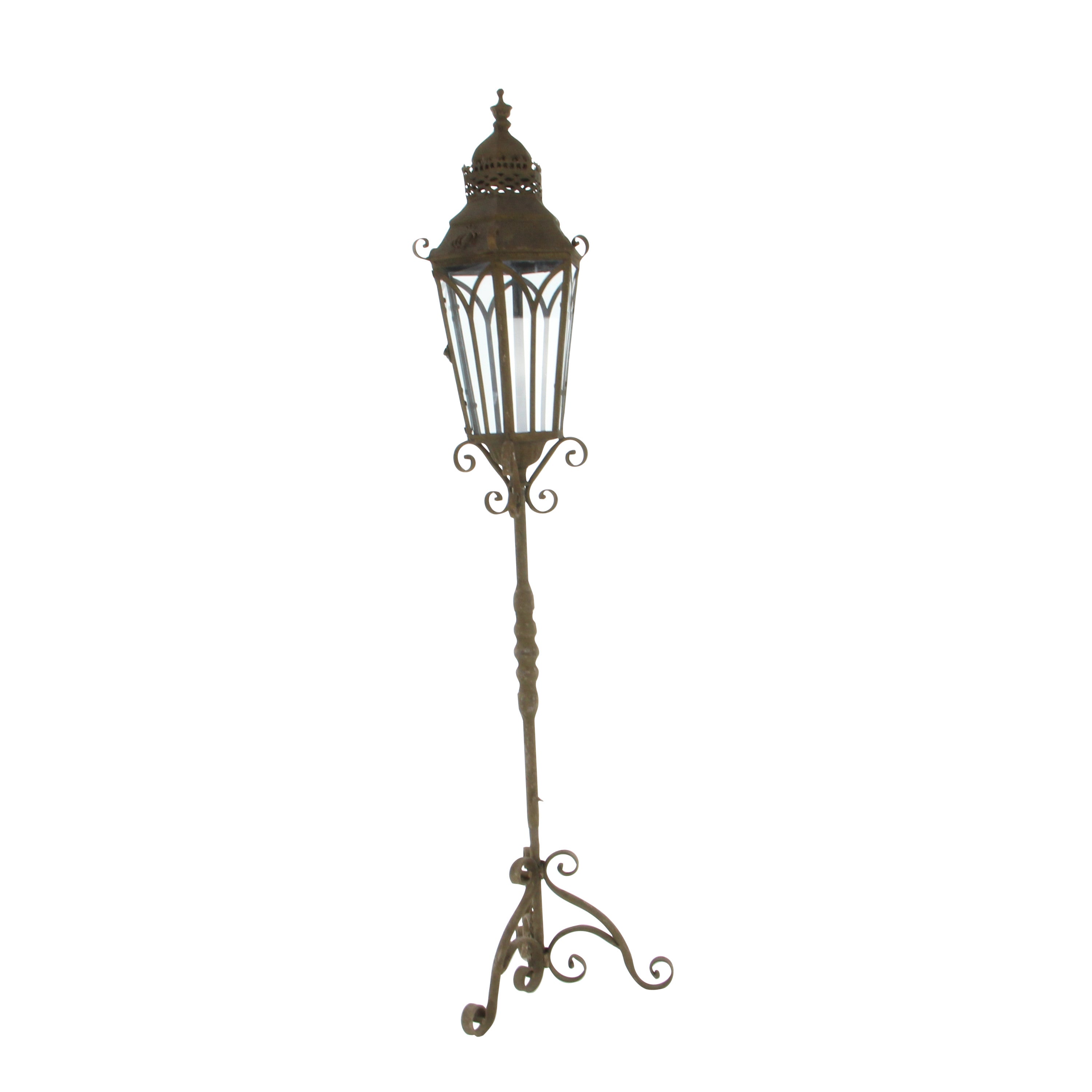 DecMode Brown Metal Tall Standing Candle Lantern