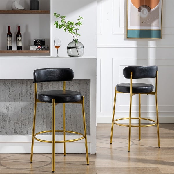 37.8 Inch Modern PU Bar Stool Height Stool Dining Chairs Set of 2