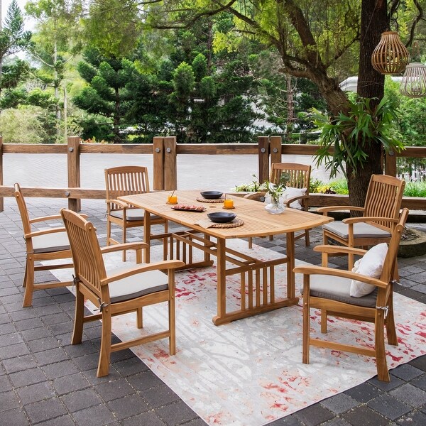 Cambridge Casual Chignik 7piece Teak Patio Extendable Dining Set