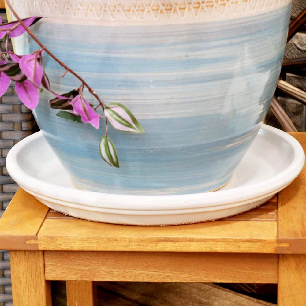 Sunnydaze 2 Sunnydaze 12 in. Pearl Ceramic Planter Saucers AP-012