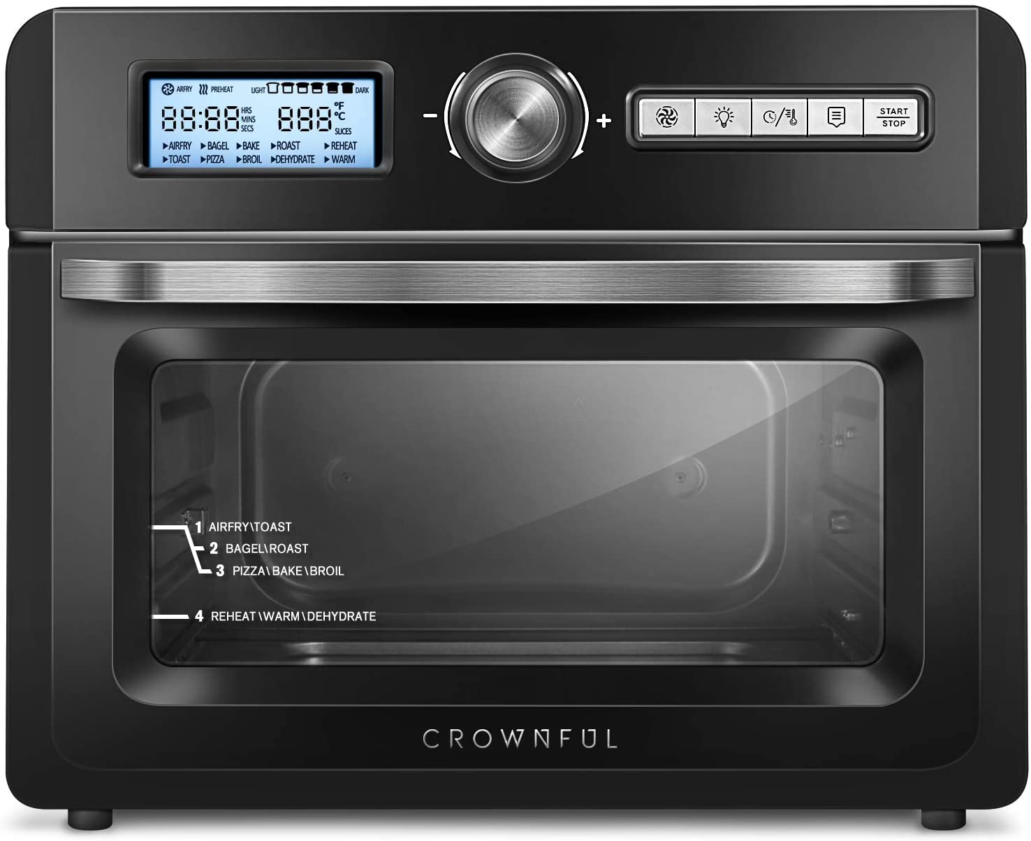 CROWNFUL 19 Quart Air Fryer Toaster Oven, Convection Roaster, 10-in-1 Countertop Oven,1550W