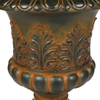 LuxenHome Weathered Burnt Orange Decorative MgO Urn Planter WH040