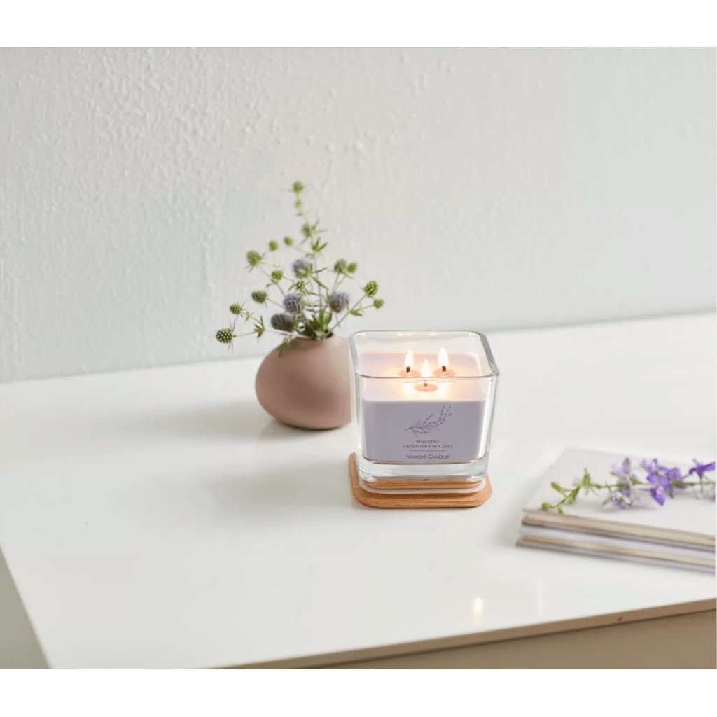 Yankee Candle  Well Living Collection - Medium Square Candle in Peaceful Lavender & Sea Salt