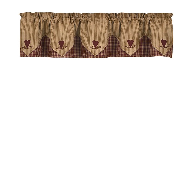 Park Designs Red Sturbridge Heart Embroidered Point Valance