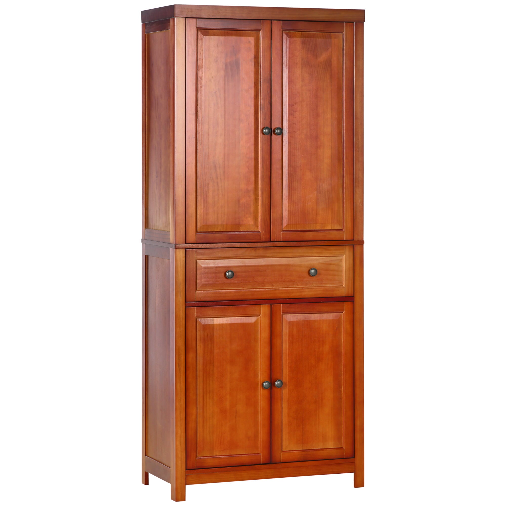 HOMCOM 72.5 Pinewood Large Kitchen Pantry Storage Cabinet， Mahogany