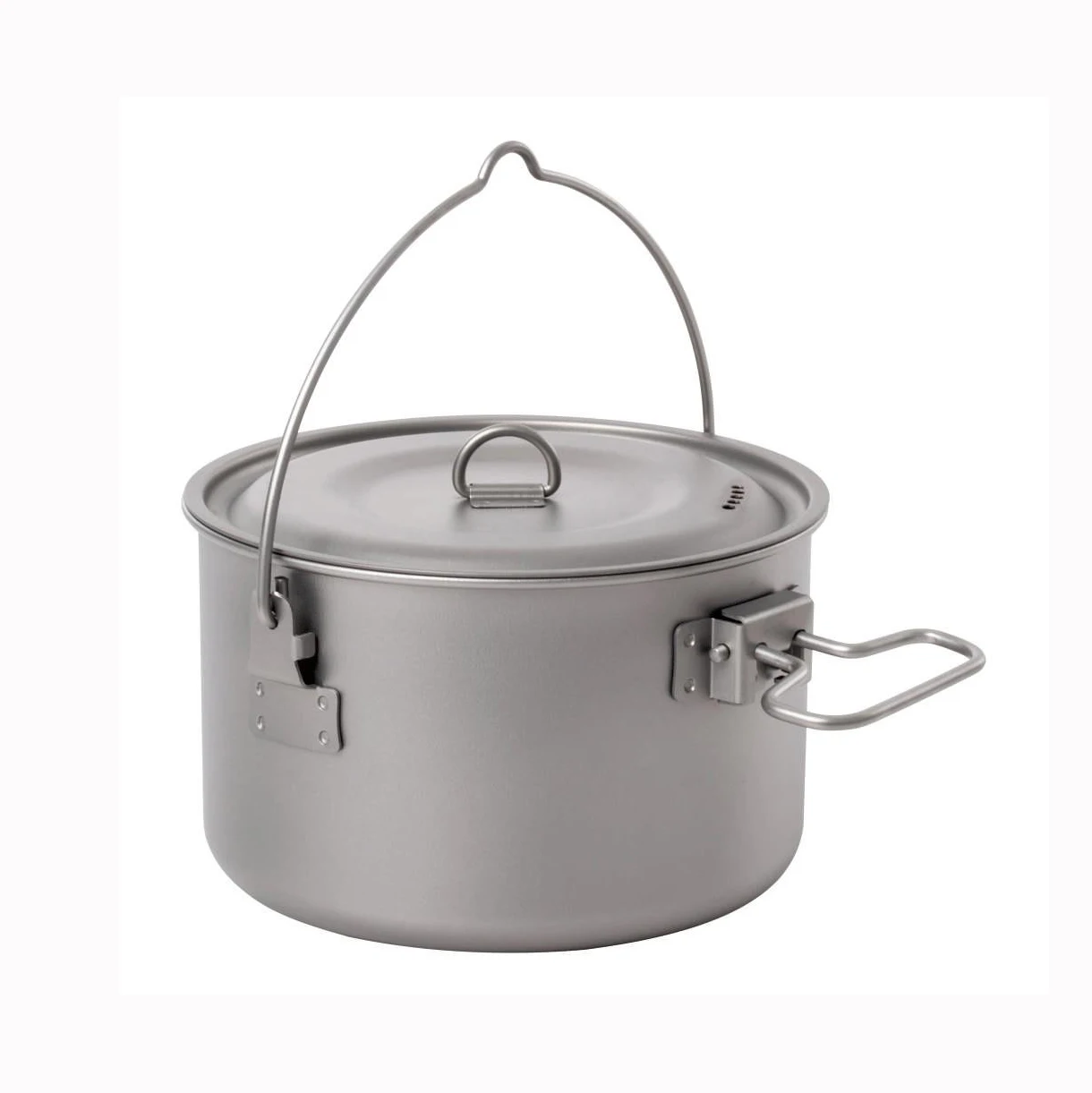 800ml Titanium outdoor cooking pot for hiking camping with hanging handle