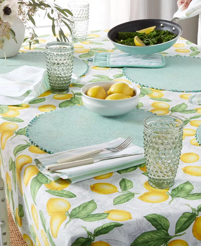 Martha Stewart Woven Water Resistant Lindos Placemat 6-Pack Set 15 Round