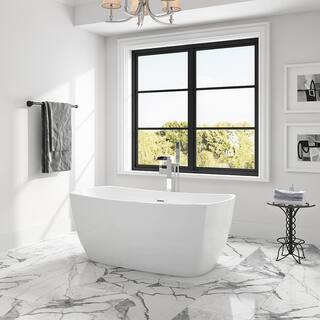 Home Decorators Collection Birkett 56 in. Acrylic Flatbottom Non-Whirlpool Bathtub in White GBBA012