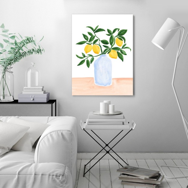 Americanflat Botanical Farmhouse Lemon Tree Branch In A Vase By Sabina Fenn Wrapped Canvas