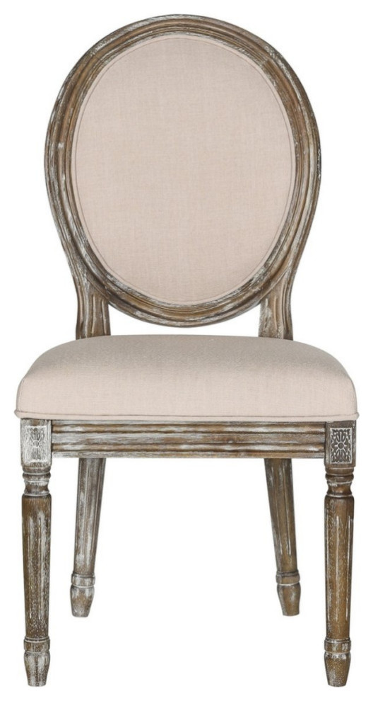 Repas 19  x27 x27H French Brasserie Linen Oval Side Chair set of 2 Beige / Rustic Oak   French Country   Dining Chairs   by AED Luxury Home Decor  Houzz