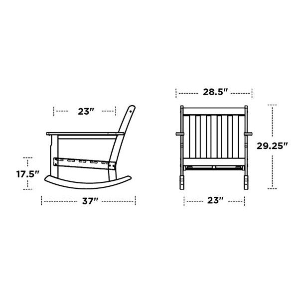 Polywood Outdoor Vineyard Rocking Chair in White With Navy Cushions