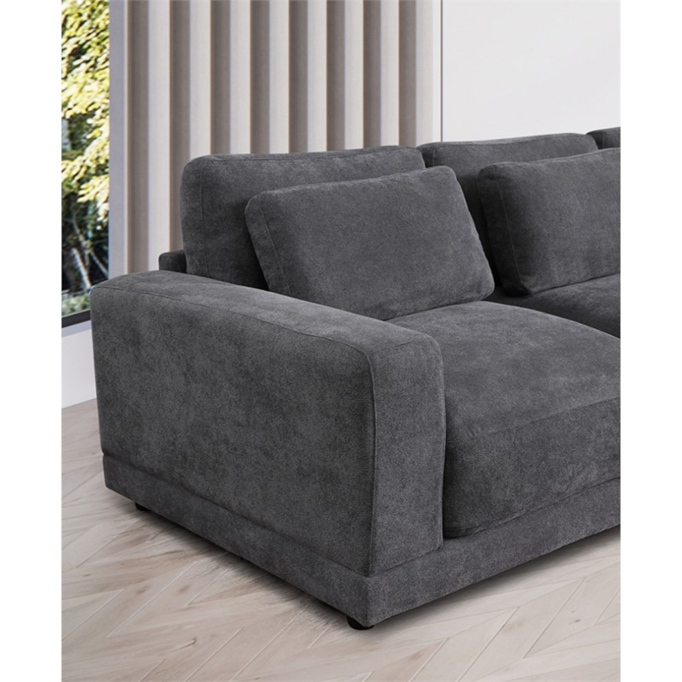 Devion Furniture 5 Piece Upholstered Fabric Modular Sofa in Dark Gray   Living Room Furniture Sets   by Homesquare  Houzz