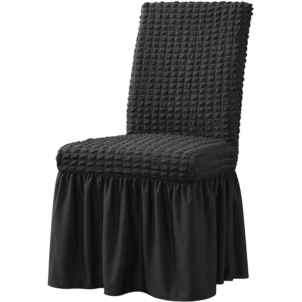 Subrtex Set of 2 Stretch Dining Chair Cover Ruffle Skirt Slipcovers