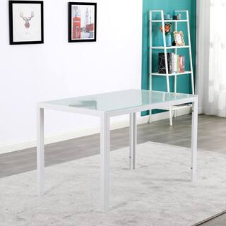 Winado 53 in. Rectangle Silver Glass Top Dining Table (Seats 6) 303868581712