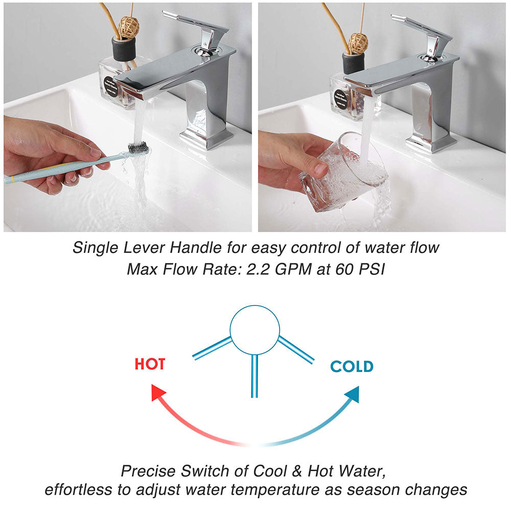 Aquaterior Bathroom Sink Faucet 1-Handle Cold & Hot, 6.7