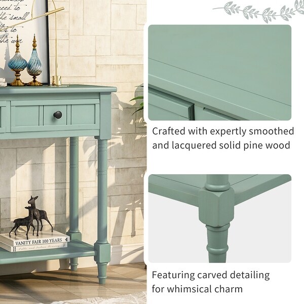 Daisy Series Console Table Traditional Design With Two Drawers And Bottom Shelf