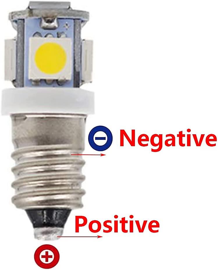 10pcs E10 6v Cool White Led Bulbs 5smd 0.5w 50lm Lampcool White