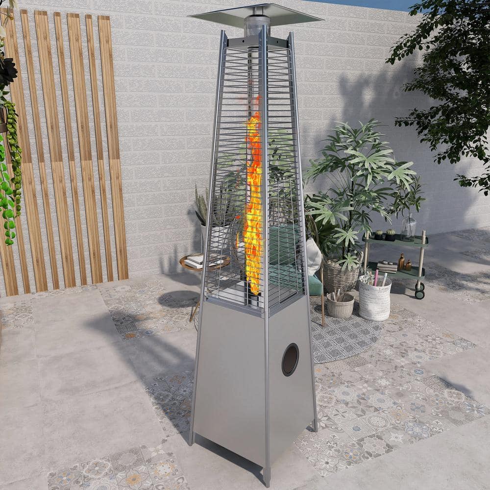 Uixe 40,000 BTU Metal Hammer Golden Pyramid Flame Propane Patio Heater PH08-SSB-1