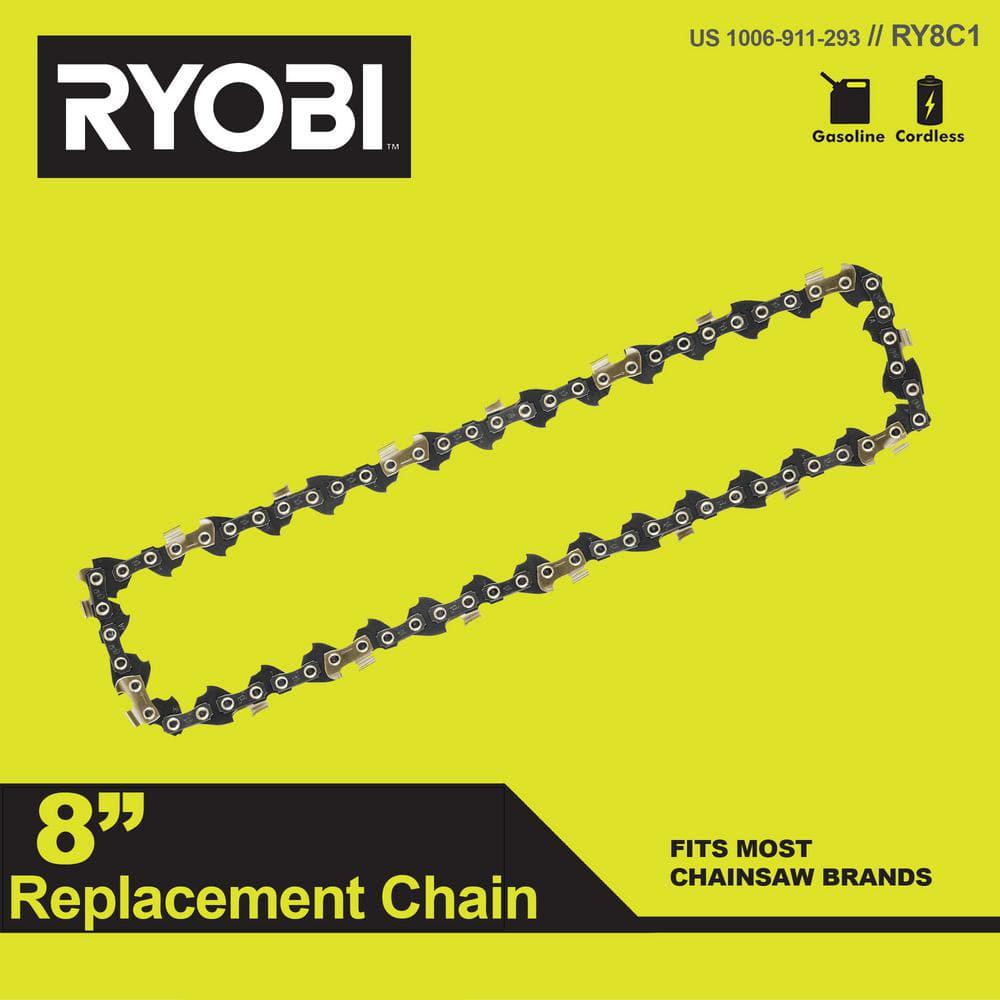 RYOBI ONE HP 18V Brushless Whisper Series 8 in Cordless Pole Saw with Extra Chain Bar and Chain Oil Battery and Charger